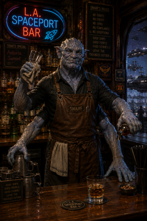 Snarf the owner and lead bartender at LA Spaceport Bar in the CAU